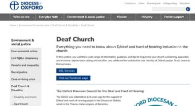 screenshot of deaf church website