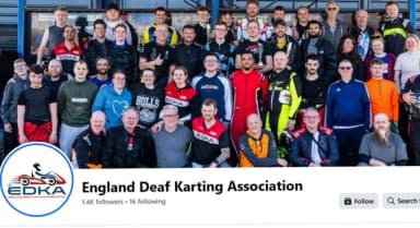 group shot of deaf go karting players