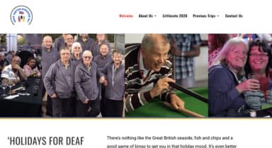 image of man playing pool and 2 women smiling and a deaf group standing together