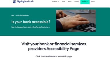 screenshot of signing banks website
