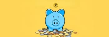 illustration of a piggy bank standing on some coins