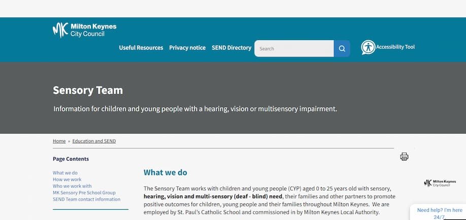 MK Council sensory service web page