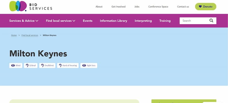 milton keynes deaf service website screenshot