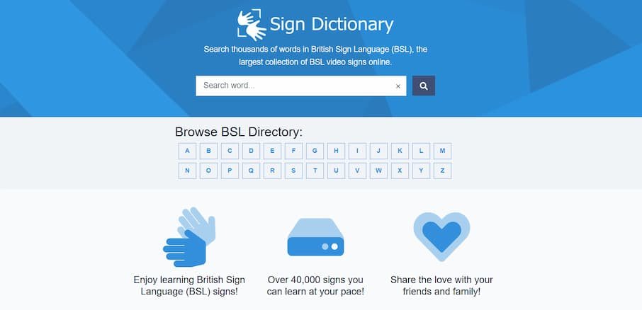bsl sign dictionary